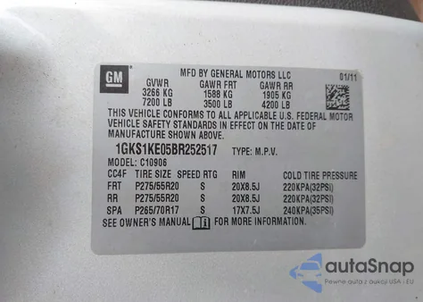 2011 GMC Yukon Xl 1500 Slt from USA, damaged, VIN 1GKS1KE05BR252517